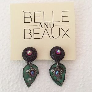 Mixed media clip earrings verdigris